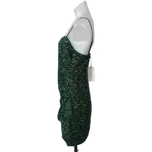 NEW Cotton Candy LA Green Sequin Sleeveless Square Cami Mini Bodycon Dress L thumbnail 2