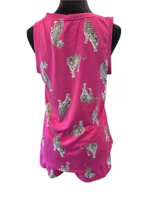 Joyspun Tiger Print Pajama Set Vibrant Loungewear Hot Pink Soft M/S Mix thumbnail 6