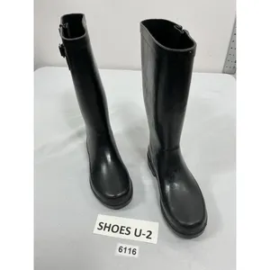 Womans Sugar Knee Length Rainboots 6 Black Rubber thumbnail 3