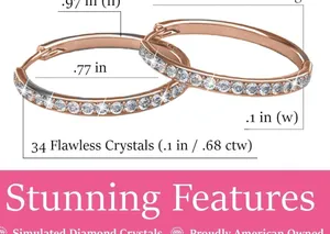 Cate & Chloe Bianca 18k Rose Gold Plated Crystal Silver Hoop Earrings thumbnail 2