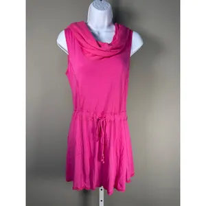 Alo Yoga Bamboo Hooded Sleeveless Tunic Dress Pink Cowl Neck‎ Small thumbnail 2