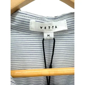 VETTA Capsule Convertible Shirt Dress Blue White Stripe Minimalist M Office NEW thumbnail 7