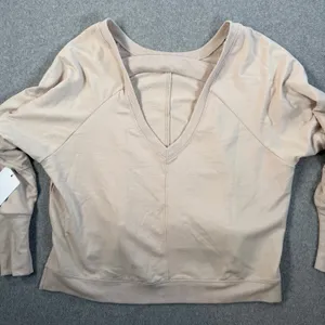 Yogalicious Stephanie Hi-Low Sweatshirt Women's Small Beige New Pullover thumbnail 8
