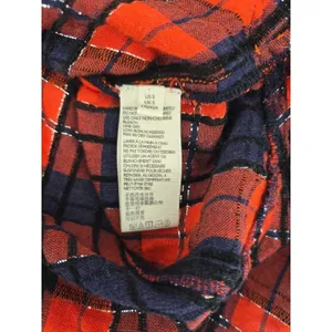 We The Free Button Down Women Small Red Plaid Lurex Oversized Distressed Shirt‎ thumbnail 7