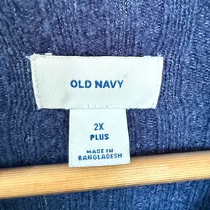 Old Navy 2X Brilliant Blue Ribbed Mock Neck Sweater Asymmetrical Cozy‎ Academia thumbnail 3