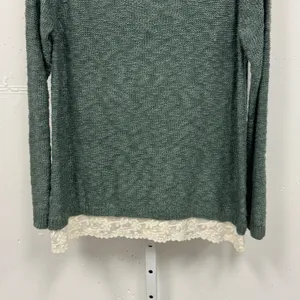 Pink Republic Dried Sage Green Lace Trim Knit Sweater PF522547SK-112 Large thumbnail 4