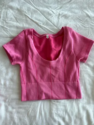 Aerie Women’s Pink Seamless Crop Top & Skirt Set thumbnail 3