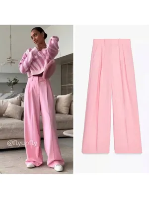 NWT ZARA Pink Full Length Pants size S thumbnail 8