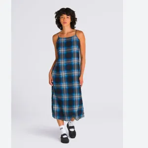 NWT Vans camden check slip dress in blue XS thumbnail 2