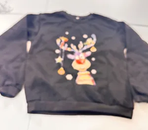 Black Reindeer‎ Christmas Crewneck Sweatshirt Fun Holiday Festive Ugly Sweater thumbnail 1