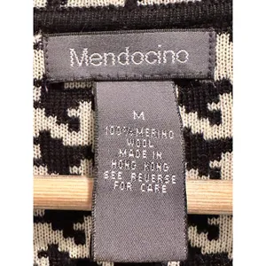Mendocino 100%‎ Merino Wool Houndstooth Knit Cardigan Blazer Medium thumbnail 3