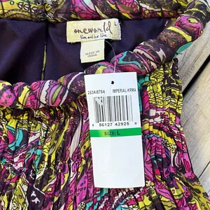 One World Women's Colorful Rope Neck Sleeveless Shift Dress Size L. NEW thumbnail 10