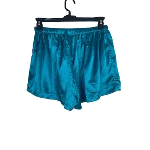 Victoria’s Secret Satin Pajama Set L Gold Label Teal Button Top & Shorts 90s VTG thumbnail 5