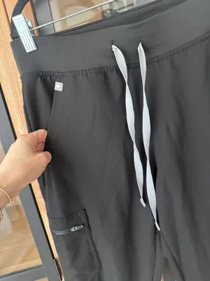 Figs scrubs zamora joggers pants black pockets slim medical yoga waistband thumbnail 6