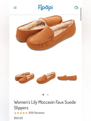 Cozy Faux-Suede Moccasin Slippers in Brown NWT size 5/6 thumbnail 2