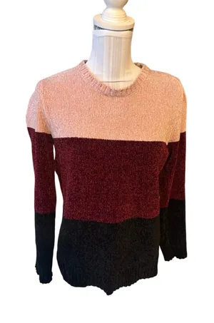 Karen Scott Chenille Colorblock Pullover Sweater Size XS thumbnail 1