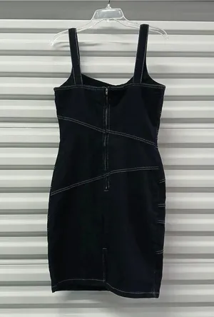 Boom Boom Jeans Denim Dress Womens Large Blue Sleeveless Dark Wash Casual Fitted thumbnail 2