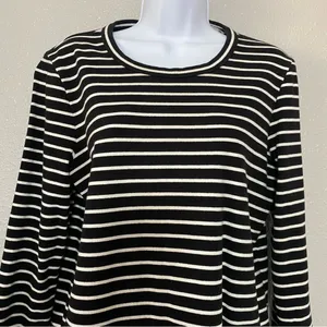 Madewell Striped Preppy Twee Minimalist Casual 100% Cotton Long‎ Sleeve Dress L thumbnail 2