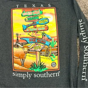 Simply Southern Charcoal Texas Adventure Long Sleeve Shirt size Large thumbnail 3