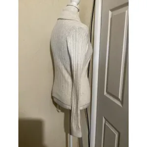 Abercrombie Fitch Womens Ribbed Turtleneck Sweater Cream XS Cozy Warm thumbnail 3