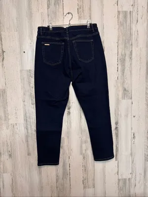 Michael Kors Dark Wash Skinny Jeans Womens 12 Gold Hardware Stretch Denim Pants thumbnail 3