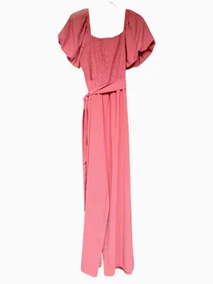Dark Pink Short Sleeve Jumpsuit Sz XL thumbnail 4