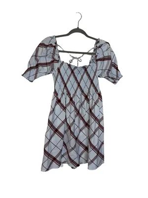🩵 Hill House Home Ellie Nap Dress Blue Plaid Puff Sleeve Size Small 🩵 thumbnail 2