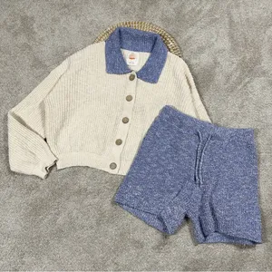 Daily Practice by Anthropologie Knit Lounge Set Sweater Cardigan & Shorts M thumbnail 2
