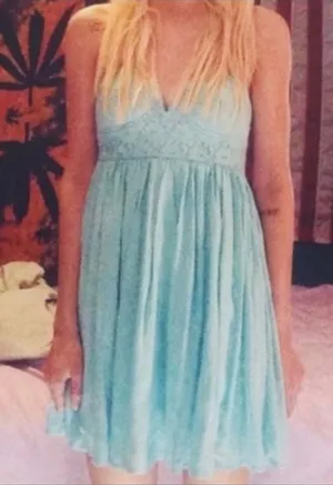 Sabo Skirt Blue Strapless Lace Summer Dress thumbnail 1