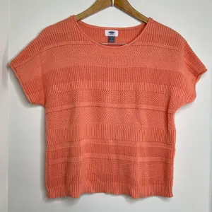 Old Navy Light Orange Knit Sweater Top Women’s Size Small Short Sleeve Spring thumbnail 1