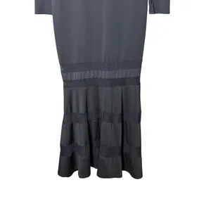 Womens Maxi Dress Size Large Black Mesh Panel‎ Long Sleeve Mermaid Goth Glam thumbnail 3