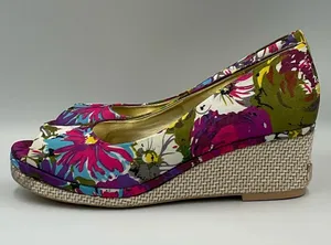 McCauley’s Floral Print Peep-Toe Wedge Women’s Size 7.5” thumbnail 1
