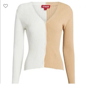 STAUD‎ Cargo Colorblock Rib Knit Cardigan Size Large Long Sleeve Stretch thumbnail 2