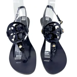Tory Burch Miller Kitten Heel Sandal Black Patent Leather Slingback Size 8 thumbnail 2