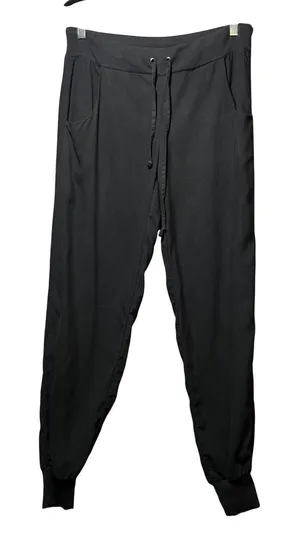 Threads‎ Saks Fifth Avenue Womens Black 100% Silk Jogger Pants Drawstring Small thumbnail 1