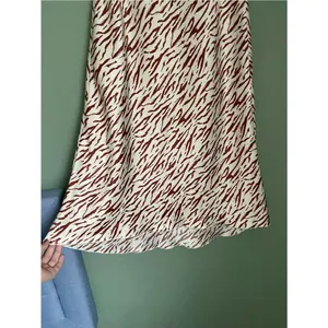 Abercrombie & Fitch Satin Midi Skirt Size XXS Abstract Cream Brown Tree Branches thumbnail 6