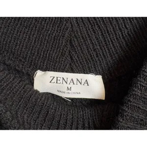 Zenana Black Waffle Knit V-Neck Balloon Sleeve Sweater TW-3418AB Medium thumbnail 6