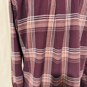 Carhartt 100% Heavy Coton Womens Burgundy Plaid‎ Flannel Henley Popover Size L thumbnail 8