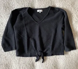Madewell texture‎ & thread v neck tie front top L thumbnail 1