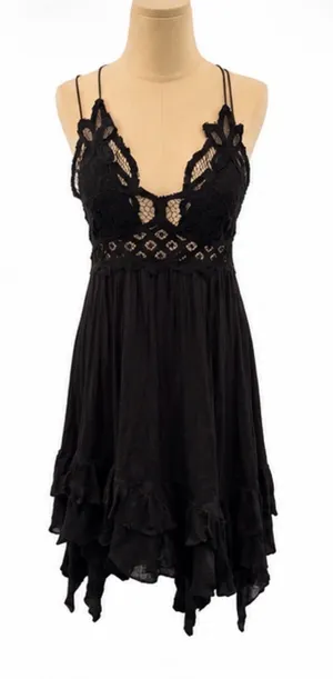 Free People Intimately Black Lace Slip Dress NWT Size S Adjustable Straps Boho thumbnail 1