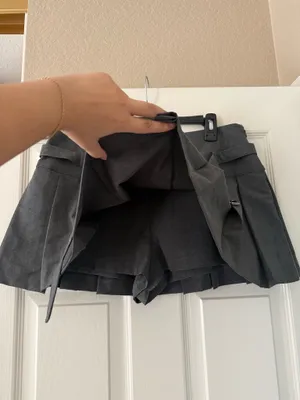 Zara Grey Belted Pleated Mini Skirt   thumbnail 7