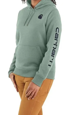 Carhartt Iconic Clarksburg Logo Sweatshirt Hoodie Small Green Relaxed Fit Casual thumbnail 1