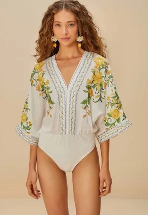 NWT Farm Rio Sicily Dolman Sleeve Bodysuit thumbnail 1