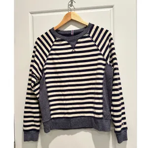 Champion Heritage French Terry Crew Striped Sweatshirt Navy Cream Small Nautical thumbnail 2