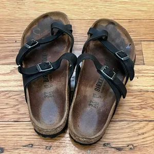 Birkenstock Mayari Black Birko-Flor Toe Loop Sandals Shoes Slip On Size 37 Boho thumbnail 1