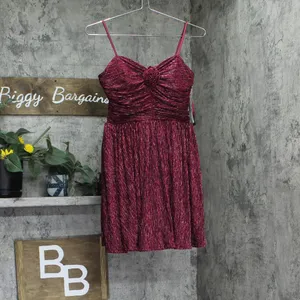 NWT City Studio Velvet Spaghetti Strap Fit Flare Mini Dress Wine Red 7 / 8 thumbnail 4