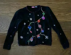 Vintage PAPPAGALLO CHRISTMAS SWEATER Embroidered Ornaments Bright Size Small thumbnail 6