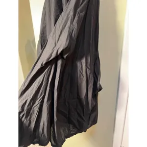 Vintage Luna Luz Womens Sz Large A-Line Maxi Skirt Black Pull On Gathered Cotton thumbnail 4