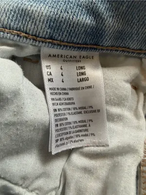 American Eagle Outfitters Stretch Light Blue Ripped Straight Leg Jeans thumbnail 5