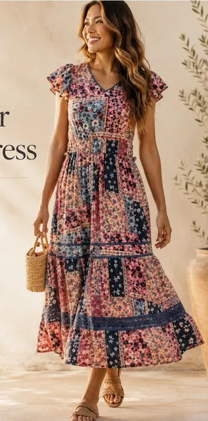 Matilda Jane The Wildlife Patchwork Floral Maxi Dress Size S thumbnail 1